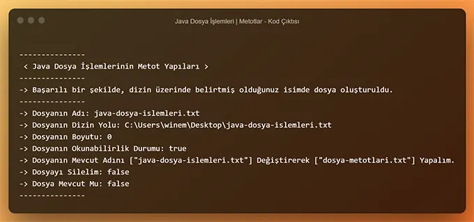 Java Dosya Metotları