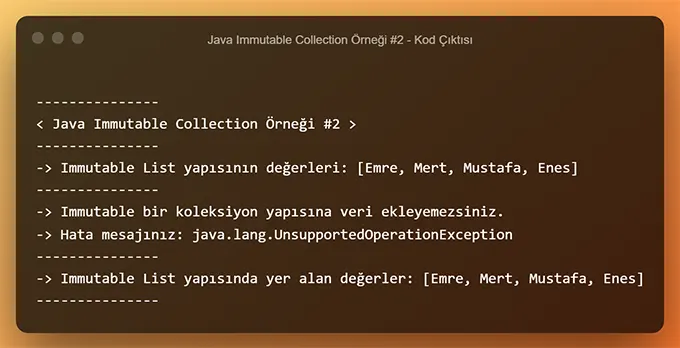 Immutable Collection Örneği