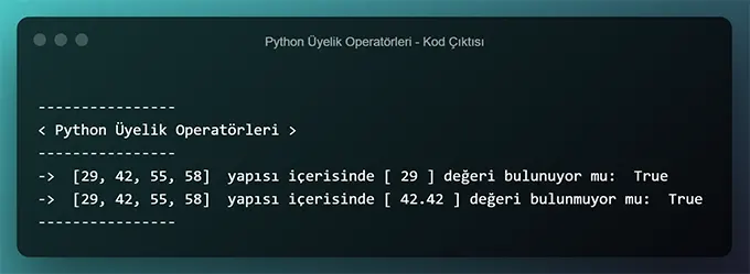 Python Üyelik Operatörleri Nedir