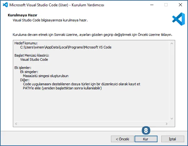 Visual Studio Code Kurulum İşlemi Başlıyor