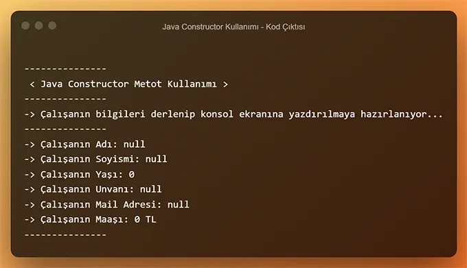 Java Constructor Örnekleri