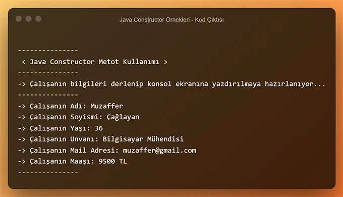 Java Constructor Kullanımı Nasıl Yapılır